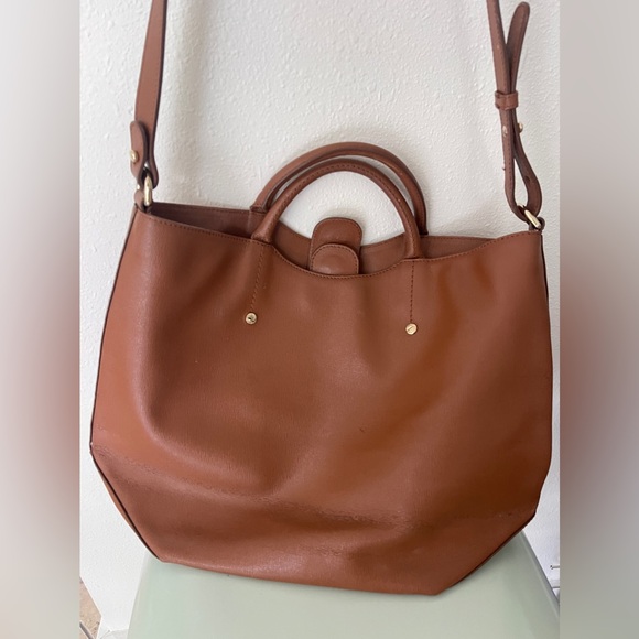 Furla 2 way bag brown leather crossbody purse large tote oversized designer - Picture 7 of 17